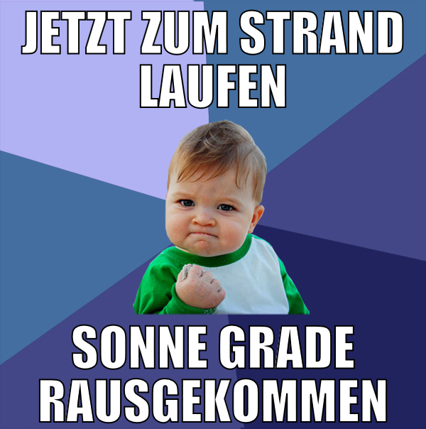 jetzt zum strand laufen sonne grade rausgekommen
