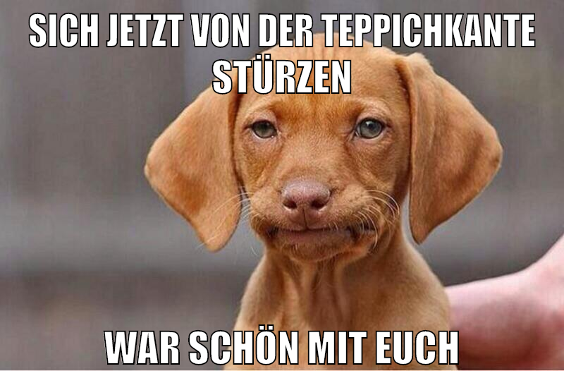 sich jetzt von der teppichkante stürzen war schön mit euch