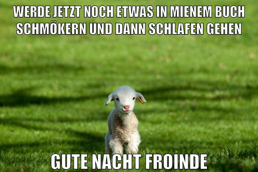 werde jetzt noch etwas in mienem buch schmökern und dann schlafen gehen gute nacht froinde