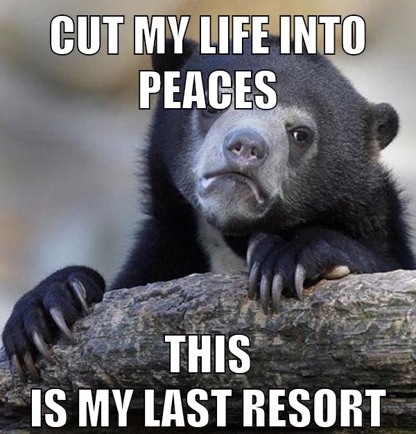 cut my life into peaces this is my last resort