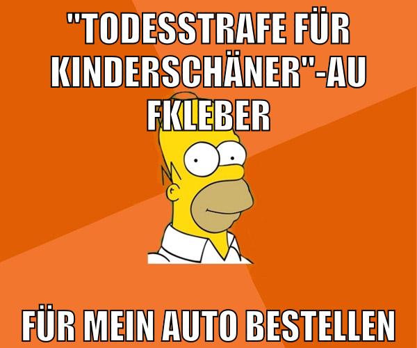 "todesstrafe für Kinderschäner"-aufkleber für mein auto bestellen