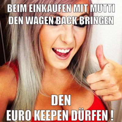 beim einkaufen mit mutti den wagen back bringen den euro keepen dürfen !