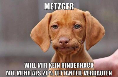 metzger will mir kein rinderhack mit mehr als 20% fettanteil verkaufen