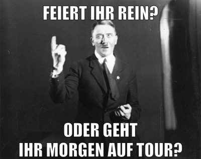 feiert ihr rein? oder geht ihr morgen auf tour?