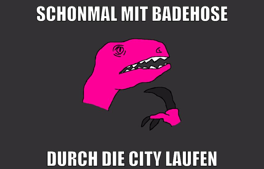 schonmal mit badehose durch die city laufen