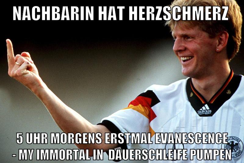 nachbarin hat herzschmerz 5 uhr morgens erstmal evanescence - my immortal in  dauerschleife pumpen