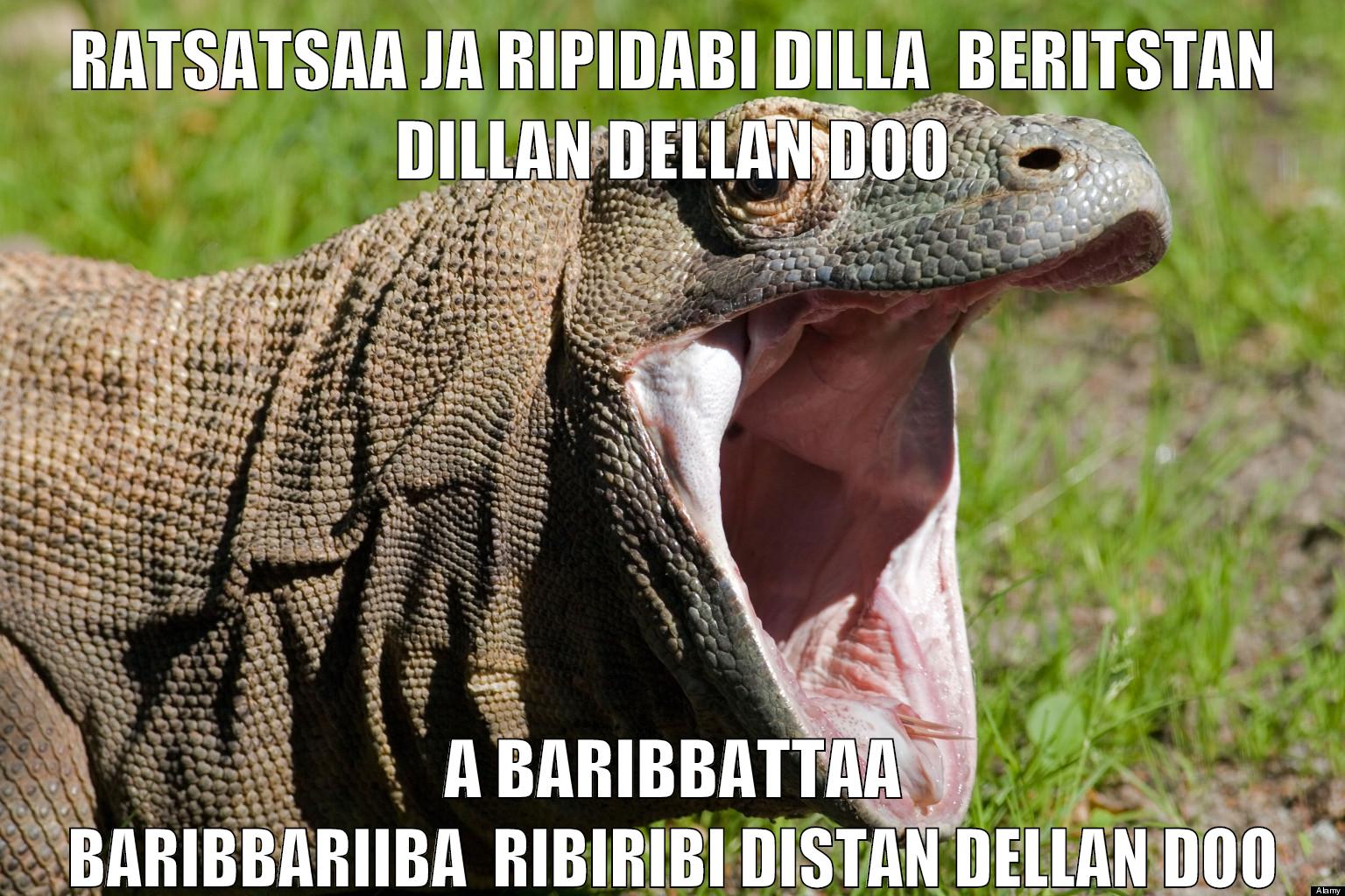 Ratsatsaa ja ripidabi dilla  beritstan dillan dellan doo A baribbattaa baribbariiba  ribiribi distan dellan doo