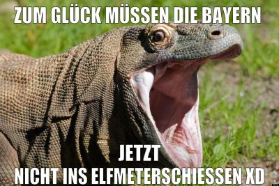 zum glück müssen die bayern jetzt nicht ins Elfmeterschießen XD