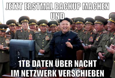 jetzt erstmal backup machen und 1TB Daten über nacht im netzwerk verschieben