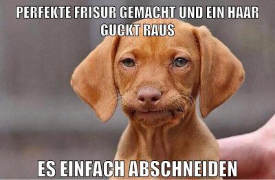 perfekte frisur gemacht und ein haar guckt raus es einfach abschneiden