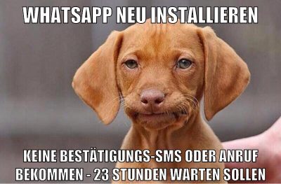 whatsapp neu installieren keine bestätigungs-sms oder anruf bekommen - 23 stunden warten sollen