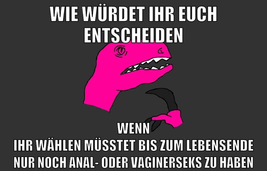 wie würdet ihr euch entscheiden wenn ihr wählen müsstet bis zum lebensende nur noch anal- oder vaginerseks zu haben