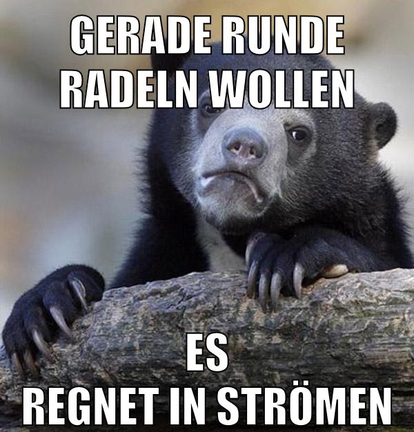 gerade runde radeln wollen es regnet in strömen