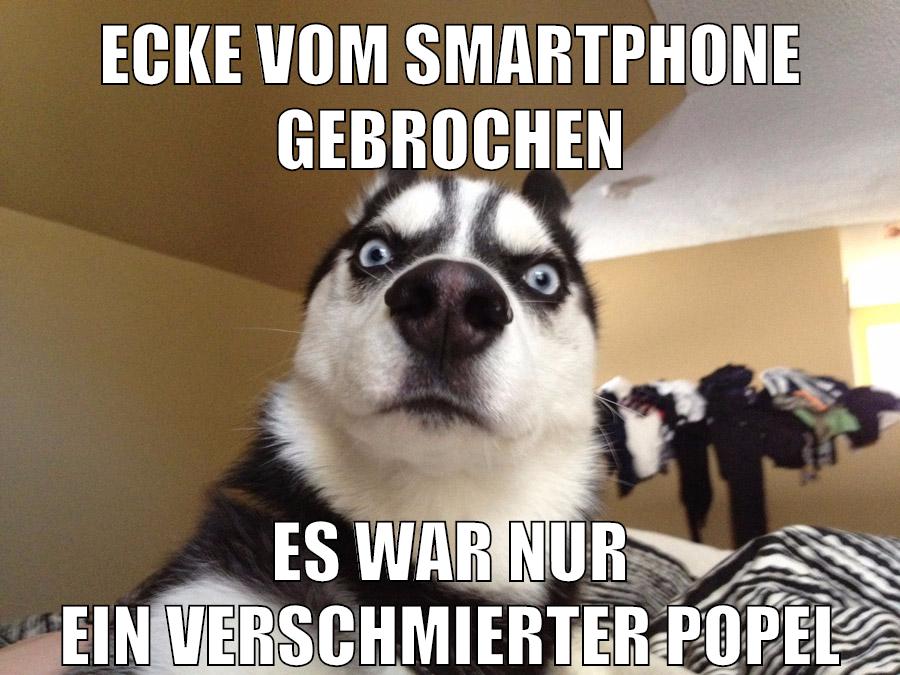ecke vom smartphone gebrochen es war nur ein verschmierter popel