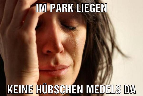 im Park liegen keine hübschen medels da