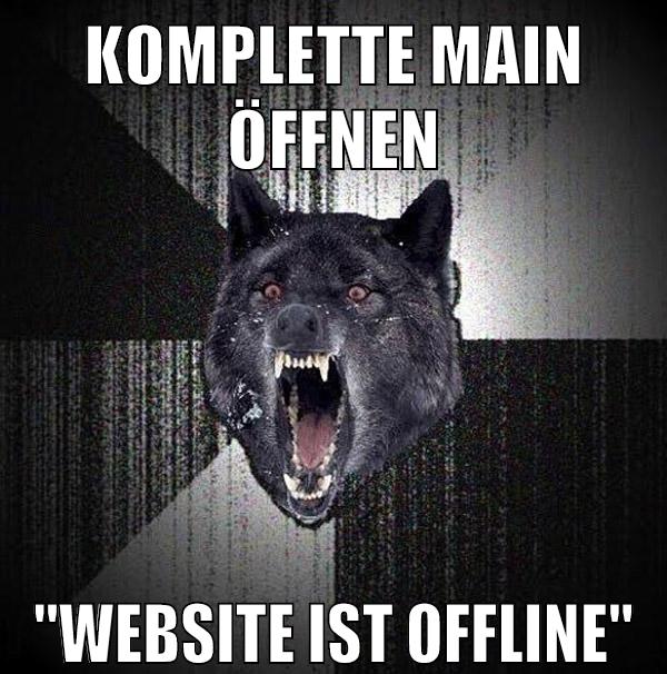 komplette main öffnen "website ist offline"
