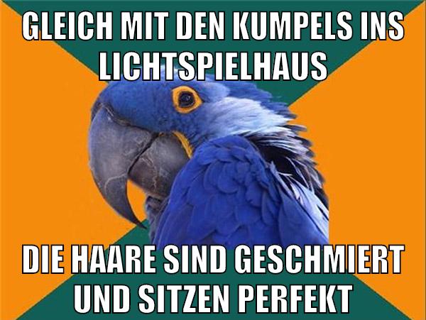 gleich mit den kumpels ins lichtspielhaus die haare sind geschmiert und sitzen perfekt