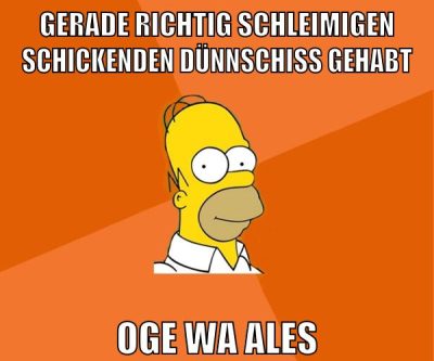 gerade richtig schleimigen schickenden dünnschiss gehabt oge wa ales