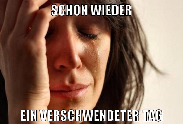 SCHON WIEDER EIN VERSCHWENDETER TAG