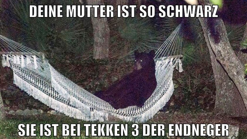 deine mutter ist so schwarz sie ist bei tekken 3 der endneger