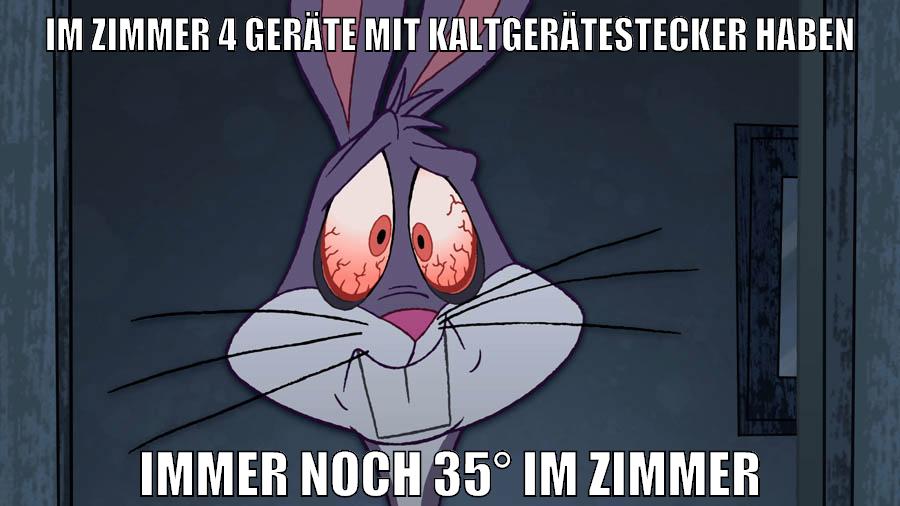 im zimmer 4 geräte mit kaltgerätestecker haben immer noch 35° im zimmer