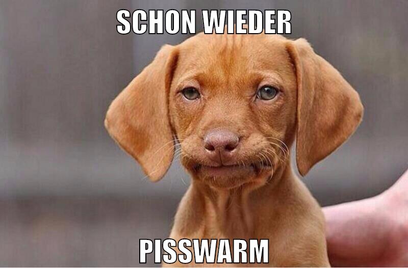 schon wieder pisswarm
