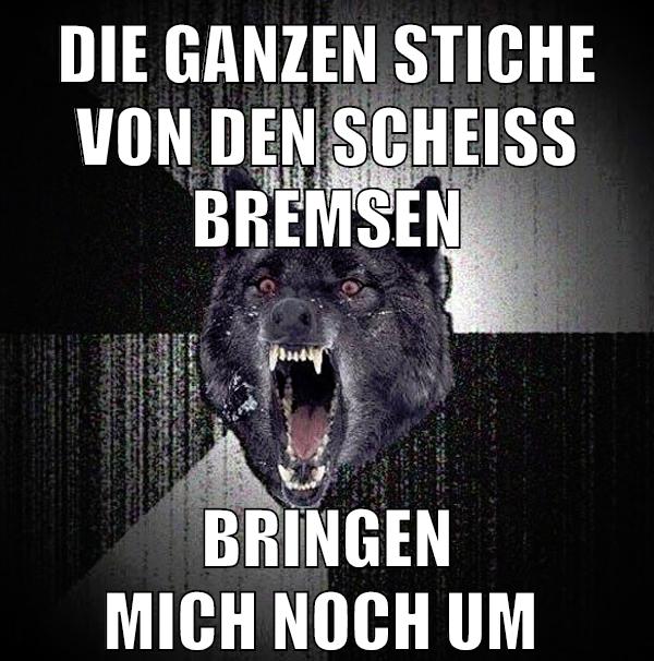 Die ganzen stiche von den scheiß bremsen bringen mich noch um