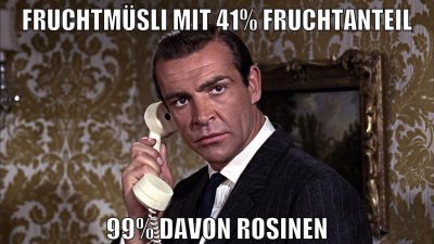 FRUCHTMÜSLI MIT 41% FRUCHTANTEIL 99% DAVON ROSINEN