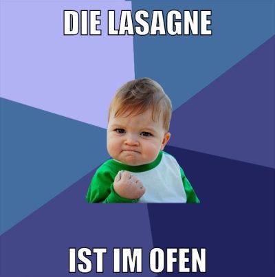 die lasagne ist im ofen