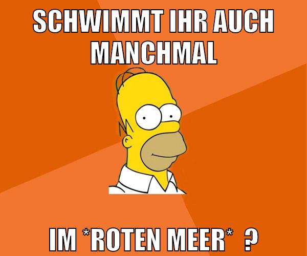 Schwimmt ihr auch manchmal Im *roten Meer*  ?