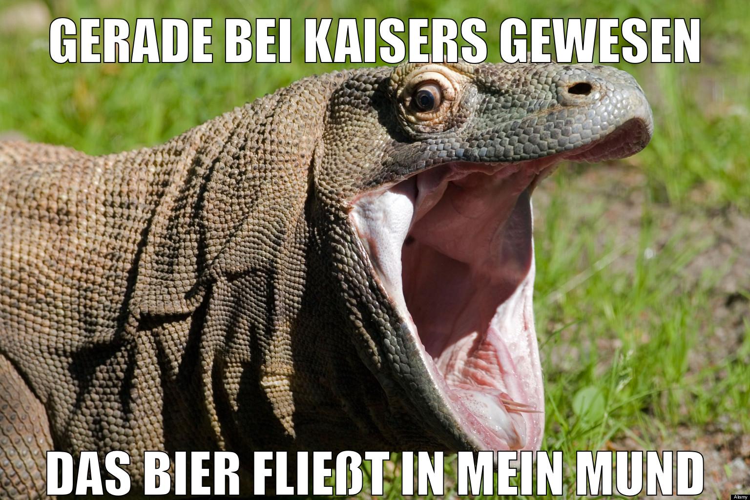 Gerade bei Kaisers gewesen das bier fließt in mein mund