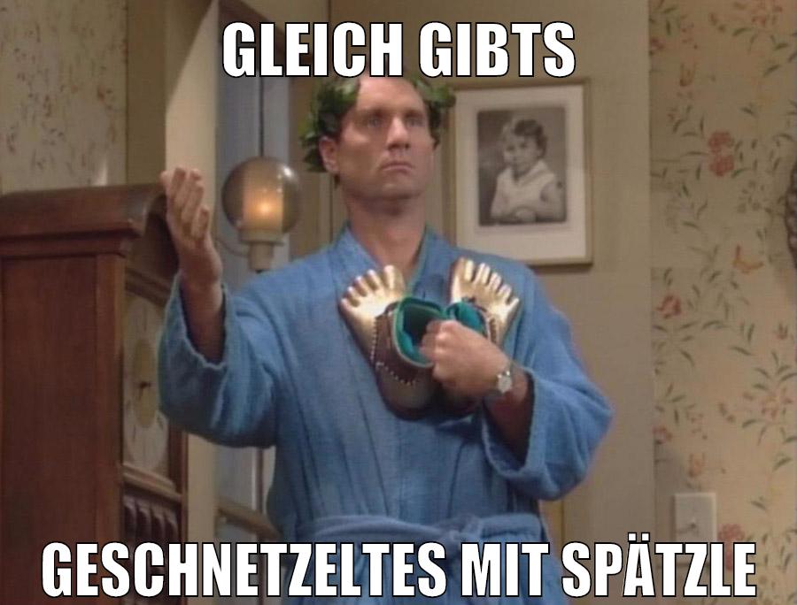 gleich gibts geschnetzeltes mit spätzle