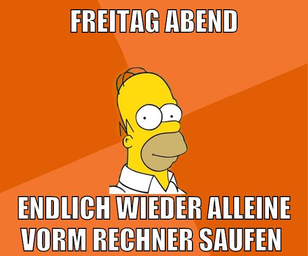 freitag abend endlich wieder alleine vorm rechner saufen