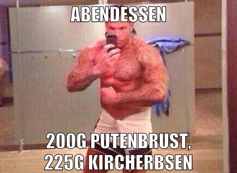 abendessen 200g putenbrust, 225g kircherbsen