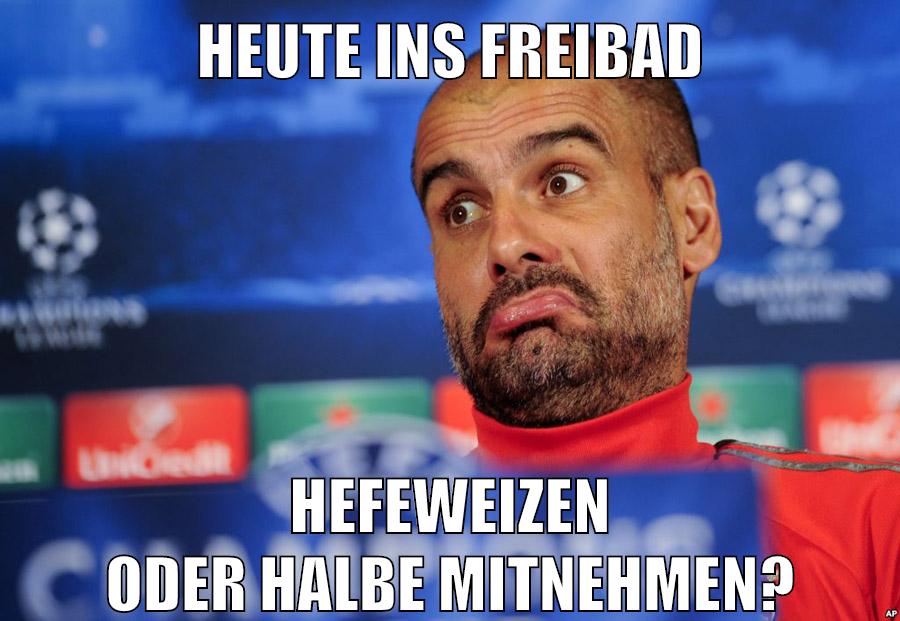 heute ins freibad hefeweizen oder halbe mitnehmen?