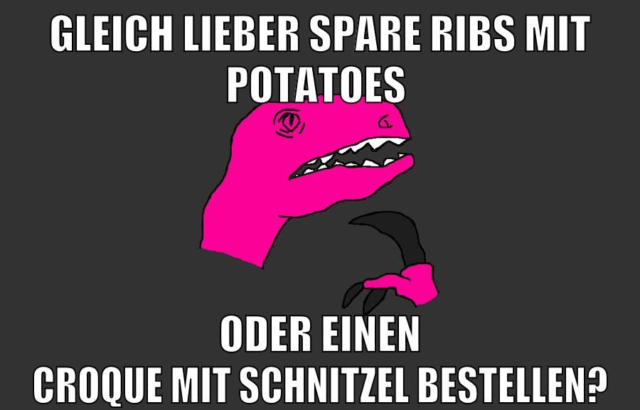 gleich lieber spare ribs mit potatoes oder einen croque mit schnitzel bestellen?