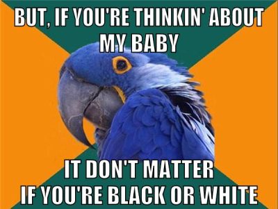 But, If You're Thinkin' About My Baby It Don't Matter If You're Black Or White