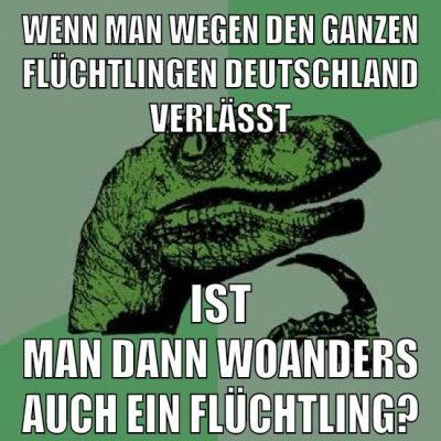WENN MAN WEGEN DEN GANZEN FLÜCHTLINGEN DEUTSCHLAND VERLÄSST IST MAN DANN WOANDERS AUCH EIN FLÜCHTLING?