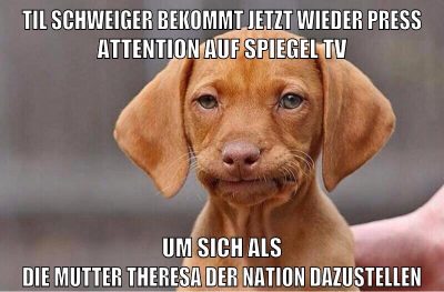 til schweiger bekommt jetzt wieder press attention auf spiegel tv um sich als die mutter theresa der nation dazustellen