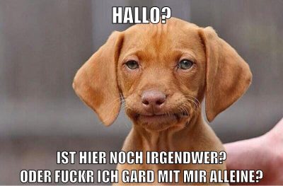 hallo? ist hier noch irgendwer? oder fuckr ich gard mit mir alleine?