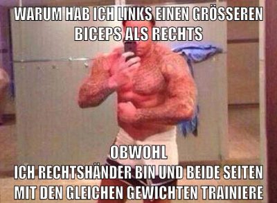 warum hab ich links einen größeren biceps als rechts obwohl ich rechtshänder bin und beide seiten mit den gleichen gewichten trainiere