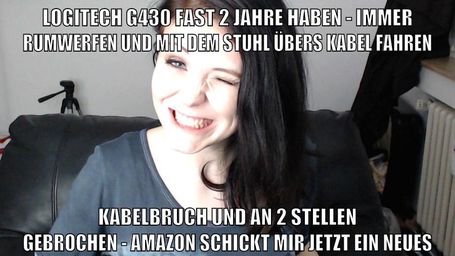 logitech g430 fast 2 jahre haben - immer rumwerfen und mit dem stuhl übers kabel fahren kabelbruch und an 2 stellen gebrochen - amazon schickt mir jetzt ein neues