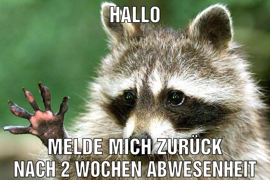 Hallo Melde mich zurück nach 2 Wochen Abwesenheit