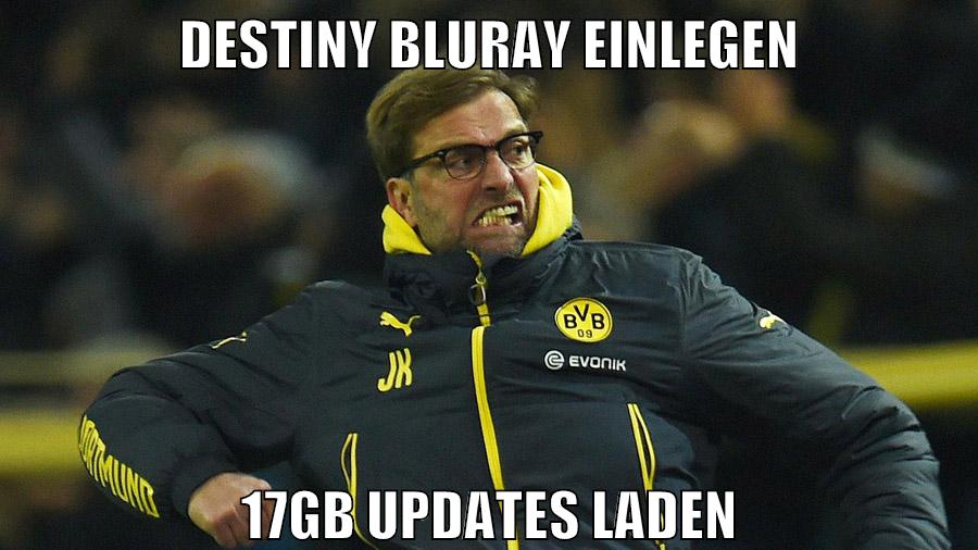 destiny bluray einlegen 17gb updates laden