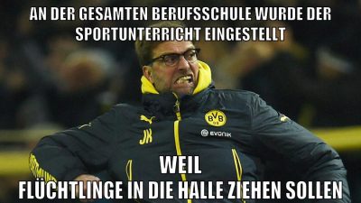 An der gesamten Berufsschule wurde der Sportunterricht eingestellt weil flüchtlinge in die halle ziehen sollen