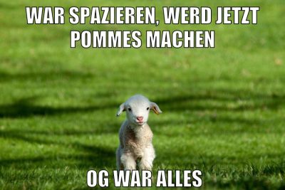 war spazieren, werd jetzt pommes machen og war alles