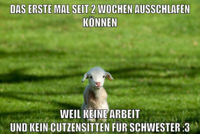das erste mal seit 2 wochen ausschlafen können weil keine arbeit und kein cutzensitten für schwester :3
