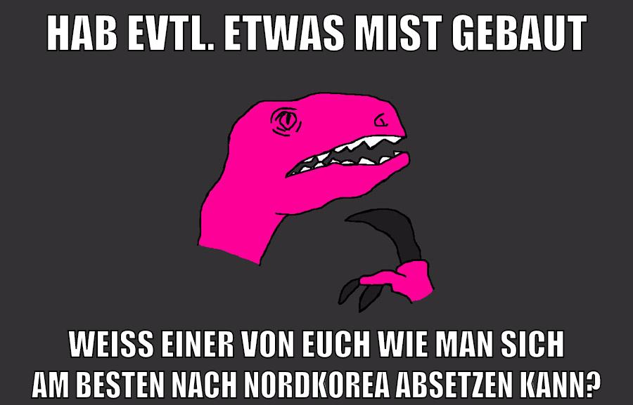 hab evtl. etwas mist gebaut weiß einer von euch wie man sich am besten nach nordkorea absetzen kann?