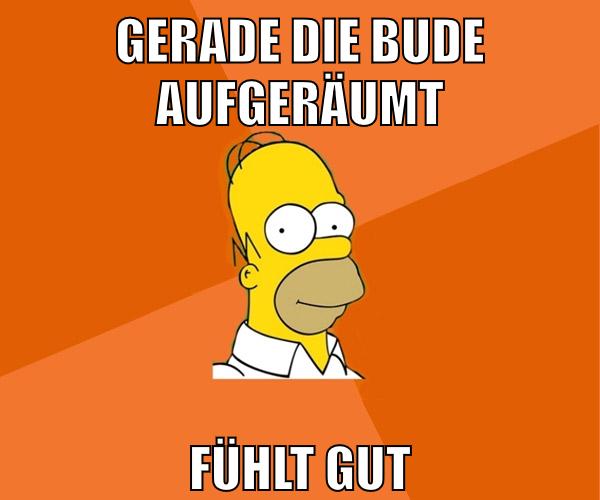 gerade die bude aufgeräumt fühlt gut