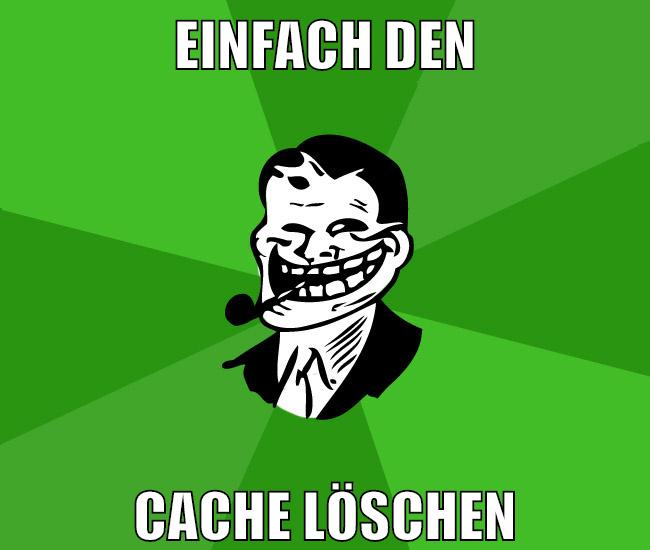 Einfach den Cache löschen